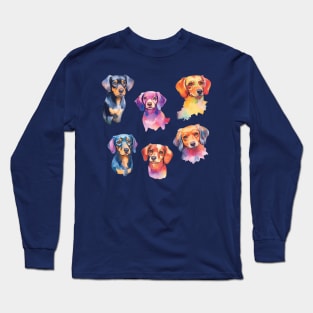 Watercolor Woofs: Vibrant Dog Sticker Pack Long Sleeve T-Shirt